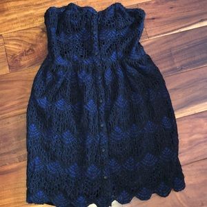 Volcom Navy and  black lace top